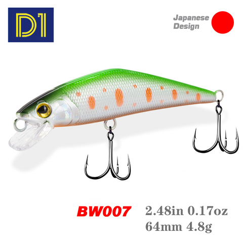 D1 Sinking Minnow Fishing Lure 64mm 4.8g Artificial Hard Wobblers Fishing Tackle For Trout Bass ► Photo 1/6