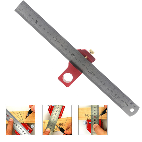 Blue Aluminum alloy thickening Woodworking T-type line gauge multi-function square 45 degree angle 90 degree ► Photo 1/1