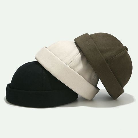 Unisex Retro Dome Melon Brimless Beanie Cap Solid Color Trend Yuppies Docker Hat  THINKTHENDO ► Photo 1/6