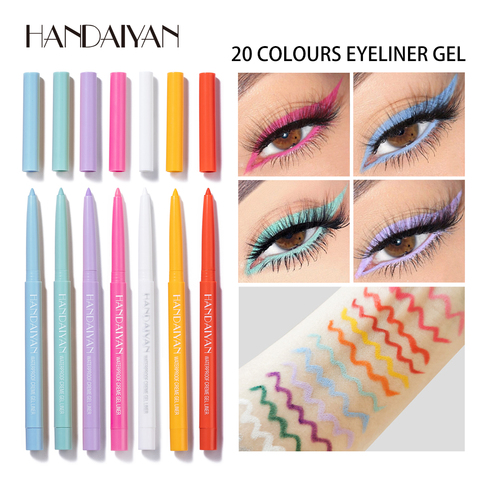 HANDAIYAN 20 Color Option Matte Eyeliner Gel Pencil Easy to Wear Colorful White Yellow Blue Eye Liner Pen Cream Makeup Cosmetics ► Photo 1/6