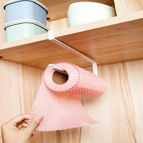 2022 Kitchen Iron Fabric Holder Hanging Bathroom Toilet Roll Paper Holder Towel Rack Paper Towel Holder Kitchen Tools Organizer ► Photo 1/6