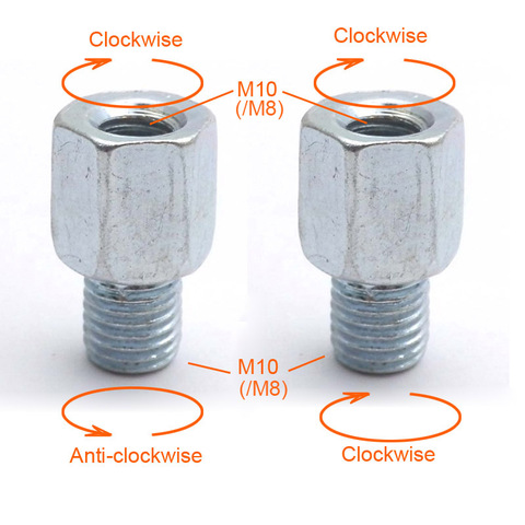 Pair Scooter Motorcycle Rear Mirror Adapters M10 10MM M8 8MM 6MM Clockwise Anti-clockwise Right Left hand thread Changing Screw ► Photo 1/5