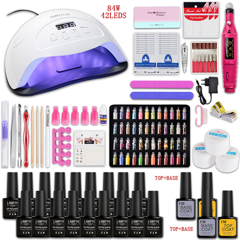 Nail set and Nail Lamp Choose 18/12 Color Gel Nail Polish Kit Electric Nail Drill Machine Manicure Set Nails Art Decorations ► Photo 1/6