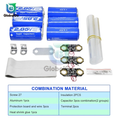 3pcs+3pcs 2.85V 3400F Super Farad Capacitor Ultracapacitor Protection Board 17V 566F Car Electrolytic Capacitor Battery ► Photo 1/6