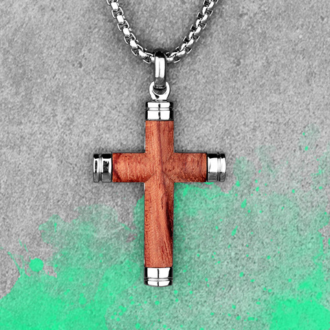 Wood Material Cross Long Mens Necklaces Pendants Chain Punk for Boy Male Stainless Steel Jewelry Creativity Gift Wholesale ► Photo 1/6