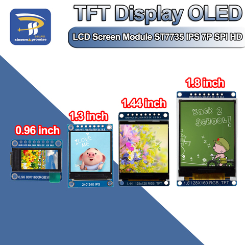 TFT Display 0.96 1.3 1.44 1.8 inch IPS 7P SPI HD 65K Full Color LCD Module ST7735 / ST7789 Drive IC 80*160 240*240 (Not OLED) ► Photo 1/6
