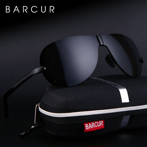 BARCUR Glass Stainless Steel Polarized Sunglasses Men Driving Male Sunglasses oculos Male Eyewear Accessories For Men ► Photo 1/6