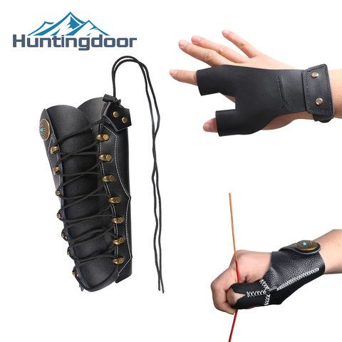 2022 Hot Sale Huntingdoor Hunting Archery Leather Finger Glove Arm Protector Guard Bow Accessories For Shooting Outdoor Sports ► Photo 1/6