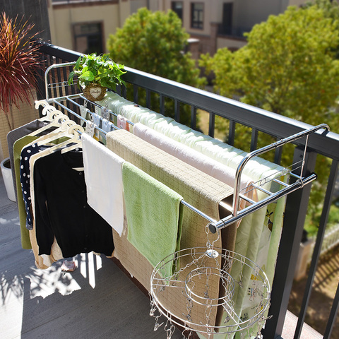 Cheap Portable Foldable Window Drying Rack Stainless Steel Hanging Drying Rack Balcony Drying Shelf Towel Quilt Stand ► Photo 1/6