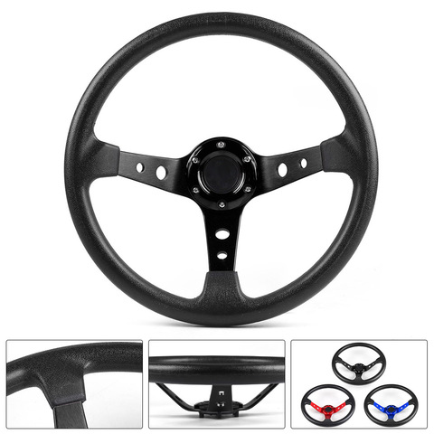 14inch 350mm Racing PU Leather Steering Wheel Aluminum Alloy Deep Corn Dish Sport Drifting Steering Wheels Universal ► Photo 1/6