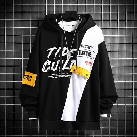 Men Hip Hop Tops Streetwear Cool Black Rock Hoodie Male Harajuku Pullover Sweatshirts Korean Hoody Fashion Oversized Hoodie Boys ► Photo 1/6