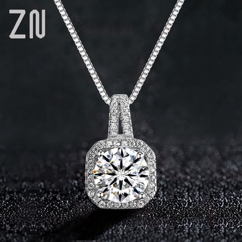 ZN Fashion Silver Plated Super Shining Square Design Cubic Zircon Necklace Pendant For Women Bridal Wedding Jewelry ► Photo 1/6