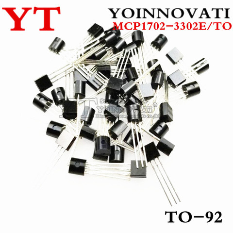 10pcs/lot MCP1702-3302E/TO MCP1702-3302E 1702 MCP1702  3.3V 0.25A TO-92 ► Photo 1/2