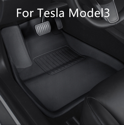 For Tesla Model 3 car waterproof non-slip floor mat TPE XPE modified car accessories 3Pcs/Set Fully surrounded special foot pad ► Photo 1/1