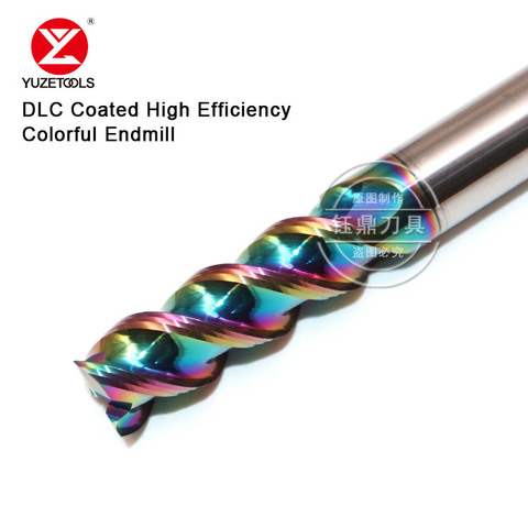 HRC60 degree DLC coating colorful high gloss high efficiency aluminum milling cutter tungsten carbide steel 3F end mill ► Photo 1/6