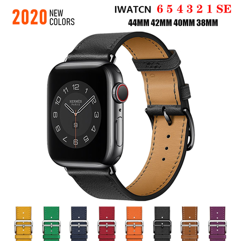 Business Real Leather loop Bracelet Belt Band for Apple Watch band 6 SE 5 4 42MM 38MM 44MM 40MM Strap for iWatch 6 5 4 Wristband ► Photo 1/6
