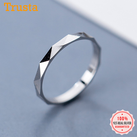 Trustdavis Real 925 Sterling Silver Minimalist Fashion Triangle Plane Finger Rings For Women Wedding Party S925 Jewelry DA1297 ► Photo 1/6