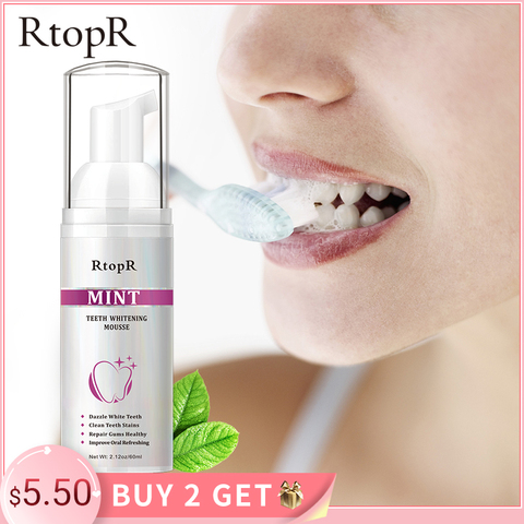 RtopR Teeth Cleansing Whitening Mousse Removes Stains Teeth Whitening Oral Hygiene Mousse Toothpaste Whitening and Staining 60ml ► Photo 1/6