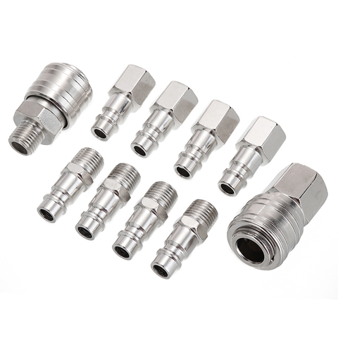 10pcs/set Quick Couplings BSP Air Line Fitting Euro 1/4