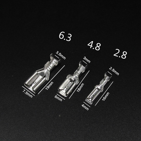 100Pcs 2.8mm 4.8mm 6.3mm Crimps Spring Whit Lock + Sheath Copper Connector Insert Female Plug Cold-pressed Terminal Block ► Photo 1/2