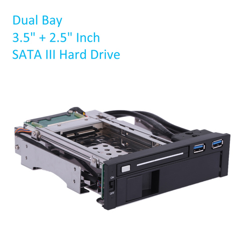 Dual Bay USB 3.0 Port SATA III Hard Drive HDD & SSD Tray Caddy Internal Mobile Rack Enclosure Docking Station 3.5