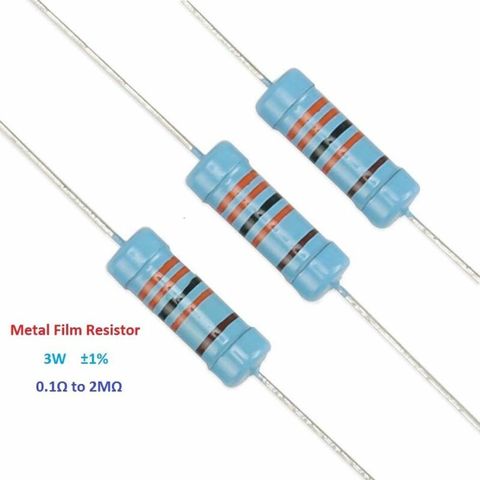 10pcs 3W 1% Metal film resistor (0.1 to 2M 0.1Ohm/0.22Ohm/3Ohm/10Ohm/470Ohm/1K/1M/2M ► Photo 1/1