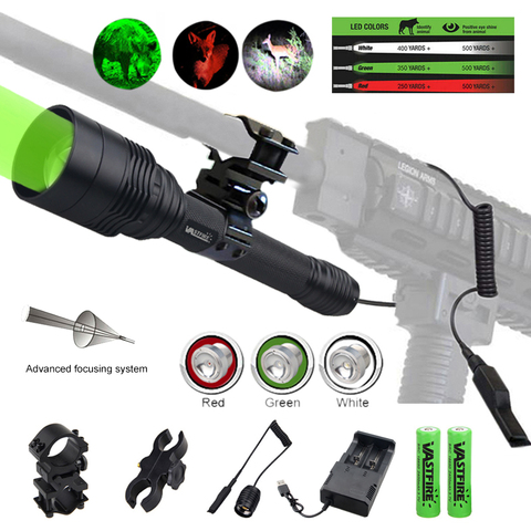 Tactical Ｗhite LED Hunting Flashlight Weapon Gun Light Rifle Scope Mount Switch 