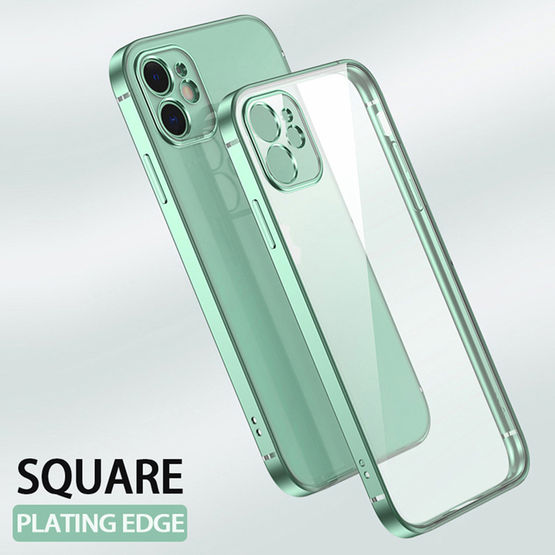 Classic Square Plating Frame Protection Soft Phone Case For Iphone 12 11 Pro Xs Max X Xr 6 6s 7 8 Plus Se Ultra Thin Clear Cover Price History Review