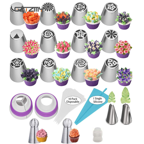 Cake Decorating Tools 30 Pcs Set Russian Torch nozzle Leaf Pastry Tips Icing Piping Pastry Bags for Kitchen Baking Confeitaria ► Photo 1/6