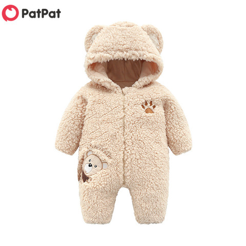 PatPat 2022 New Autumn and Winter Trendy Bear Design Long-sleeve Jumpsuit for Baby Boy and Girls Baby Clothes ► Photo 1/5