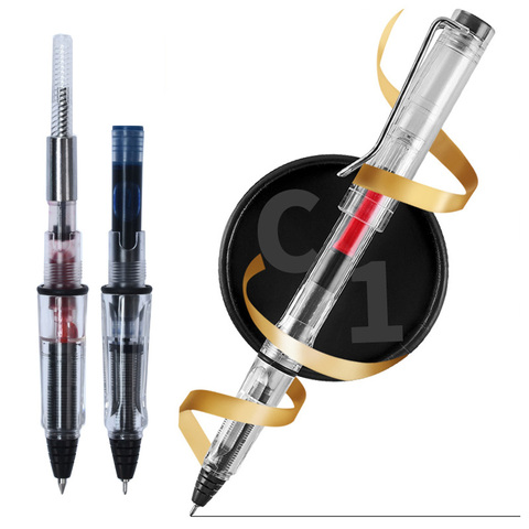 2pcs/lot Fountain Pen-type Transparent Gel Pen 0.4/0.5mm Multifunction Can Absorb Ink and Ink Sac Pens for Office School Writing ► Photo 1/6