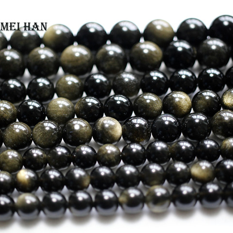 Meihan Free shipping 6mm  8mm  10mm 12mm natural Gold Obsidian round stone beads for bracelet jewelry making design or gift ► Photo 1/3
