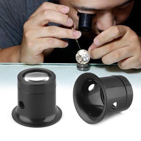 10X Monocular Glass Magnifier Watch Jewelry Repair Tools Loupe Lens Black ► Photo 1/6