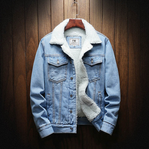 Men Winter Jean Jackets Outerwear Warm Denim Coats New Men Large Size Wool Liner Thicker Winter Denim Jackets Plus Size XS-6XL ► Photo 1/5