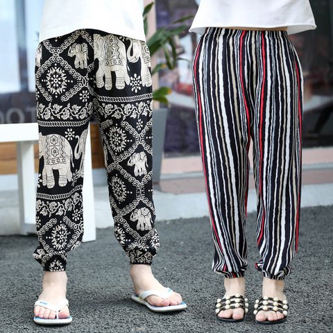 2-10Y New Summer Children Pants Anti-mosquito Pants Boys Printed Girls Harem Pants Kids Joggers Teenager Trousers Baby Clothing ► Photo 1/5