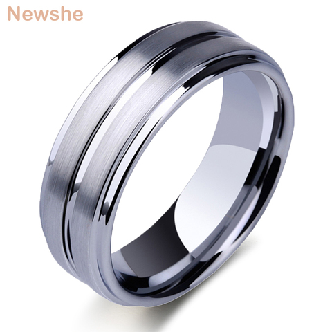 Newshe Tungsten Carbide Rings For Men Groove Ring 8mm Mens Wedding Band Charm Jewelry Gift Size 9-12 TRX061 ► Photo 1/6