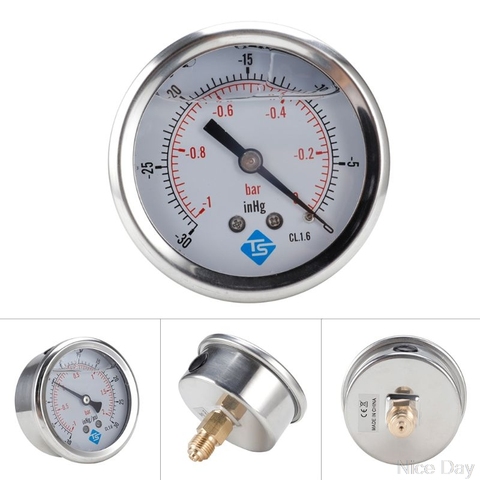 Compound Pressure Vacuum Gauge Glycerine Filled 68mm -1~0/1/2 Bar 1/4 BSP Back  Ju19 20 Dropship ► Photo 1/6