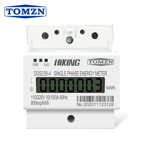 10(100)A 110V/220V 60HZ Single phase three wire Din rail KWH Watt hour din-rail energy meter LCD for America ► Photo 1/6