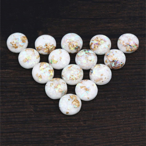 New Fashion 40pcs 8mm 10mm 12mm White Colors Built-in metal foil Flat back Resin Cabochons Cameo ► Photo 1/1