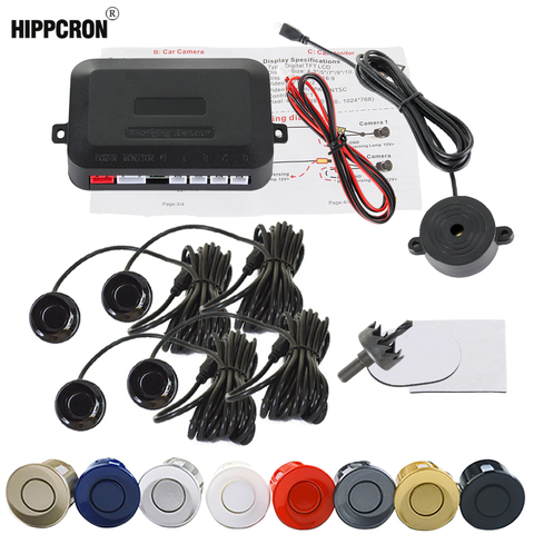 Buzzer Car Parking Sensor Kit Backup Radar Sound Alert Indicator Probe System 4 Sensors 22mm 12V 8 Colors ► Photo 1/6