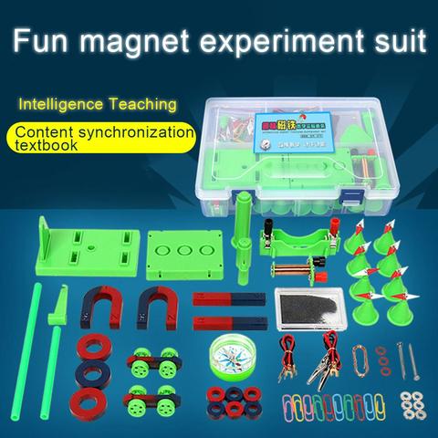 1 Set Kids Science Experiment Kit DIY Magnet Bar Ring Horseshoe Car Compass Kid Science Experiment Tool with Box Educational Toy ► Photo 1/6