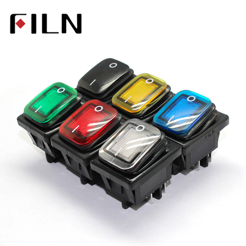 on off 30A/250V Heavy Duty 4 pin DPST IP67 Sealed Waterproof T85 Auto Boat Marine Toggle Rocker Switch with LED 12V 220V 30x22 ► Photo 1/6