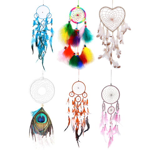 Handmade Indian Dream Catcher Hanging with Rattan Bead Feathers Wall Car  Decoration Ornament Dreamcatcher ► Photo 1/6