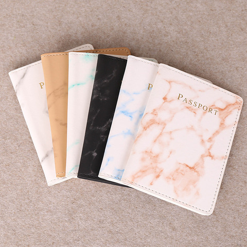 Fashion Women Men Passport Cover Pu Leather Marble Style Travel ID Credit Card Passport Holder Packet Wallet Purse Bags Pouch ► Photo 1/6