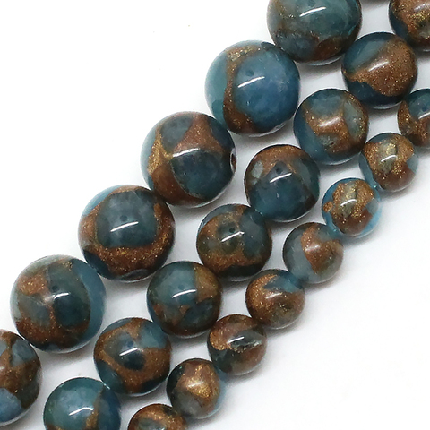 Natural Lake Blue Cloisonne Jaspe Round Loose Beads 6 8 10 mm Pick Size 15inches For Jewellery Necklace (F00594) ► Photo 1/3