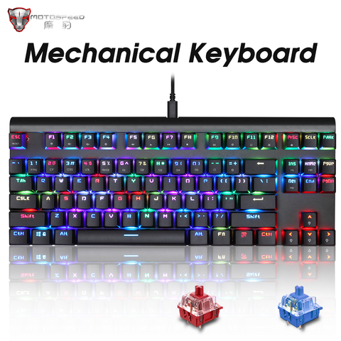 MOTOSPEED CK101 Mechanical Gaming Keyboard Blue Switches Keyboards 87 Keys Backlight Speed High-sensitivity for Gamer Russian ► Photo 1/6