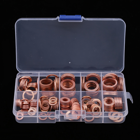 200 Pcs Car Engine Oil Pen Gasket Copper Electrical Washer Sealing Ring Assortment Sump Plug Washer Set 9 Size For Boat Yacht ► Photo 1/5