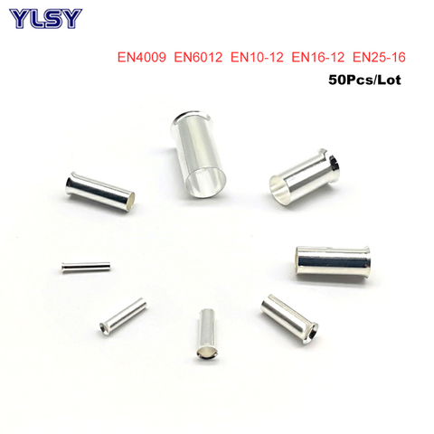 50Pcs Copper Tube Naked Cord End Crimp Terminals Bare Electrical Wire Cable   Connector EN4009~EN25-16 Ferrules 12-4AWG 4-25mm2 ► Photo 1/6