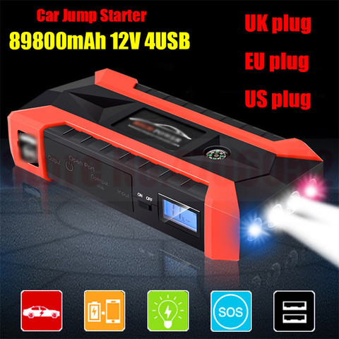 89800mAh Car Jump Starter Multifunction Emergency Charger Battery Power Bank Pack Booster 12V 4USB Starting Device Waterproof ► Photo 1/6