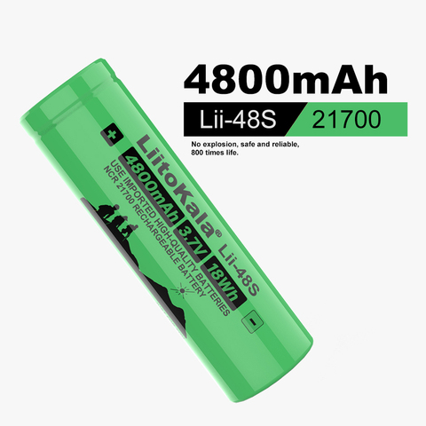 10pcs LiitoKala Lii-48S 3.7V 21700 4800mAh li-lon Rechargeable Battery 9.6A power 2C Rate Discharge ternary lithium batteries ► Photo 1/6